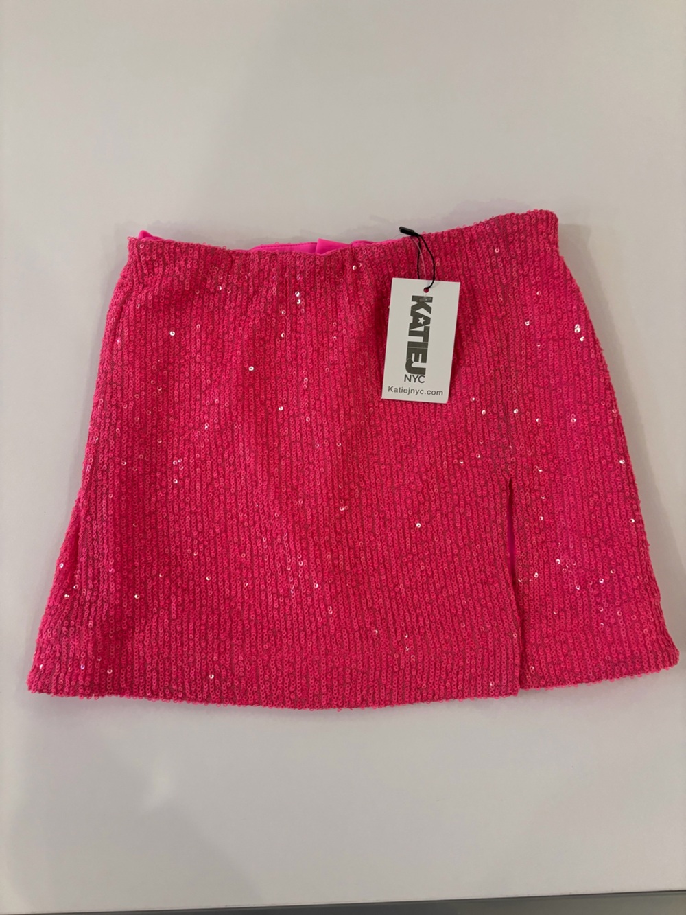 Katie J NYC Bright Pink Sequin Knit Girls Skirt